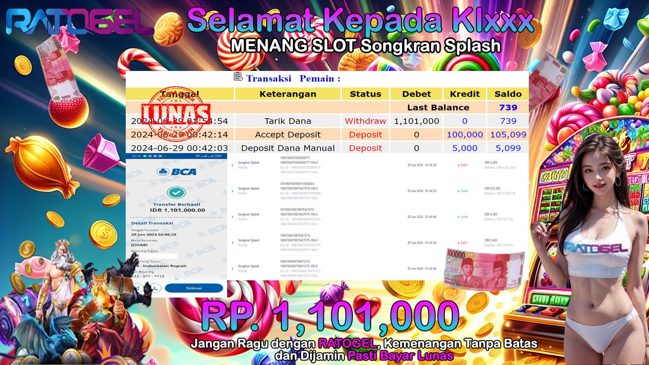 BUKTI JACKPOT SLOT SONGKRAN SPLASH TERPERCAYA DI INDONESIA TGL 29-06-2024