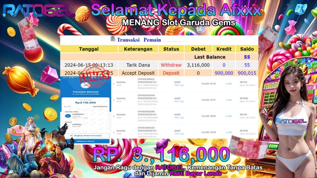 BUKTI JACKPOT SLOT GARUDA GAMES TERPERCAYA DI INDONESIA tgl 15-06-2024