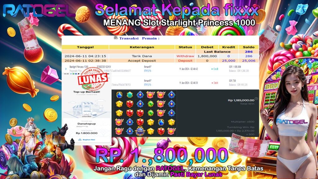 BUKTI JP SLOT STARLIGHT PRINCESS 1000 TERPERCAYA DI INDONESIA