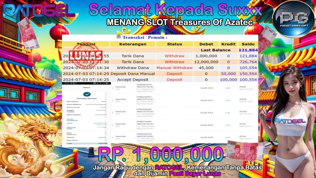 BUKTI JACKPOT SLOT TREASURES OF AZTEC TERPERCAYA DI INDONESIA TGL 04-07-2024