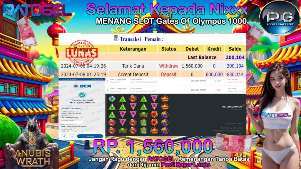 BUKTI JACKPOT SLOT GATES OF OLYMPUS 1000 TERPERCAYA DI INDONESIA TGL 08-07-2024