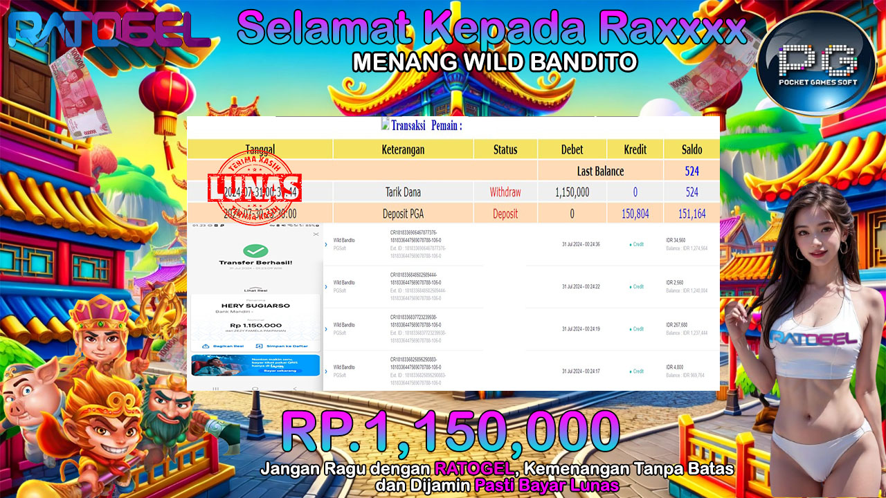 BUKTI JACKPOT SLOT WILD BANDITO TERPERCAYA DI INDONESIA TGL 31-07-2024