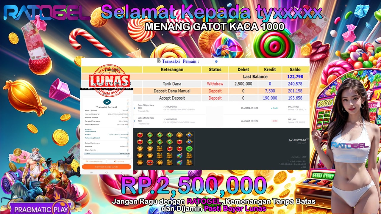 BUKTI JACKPOT SLOT GATOT KACA 1000 TERPERCAYA DI INDONESIA TGL 25-07-2024