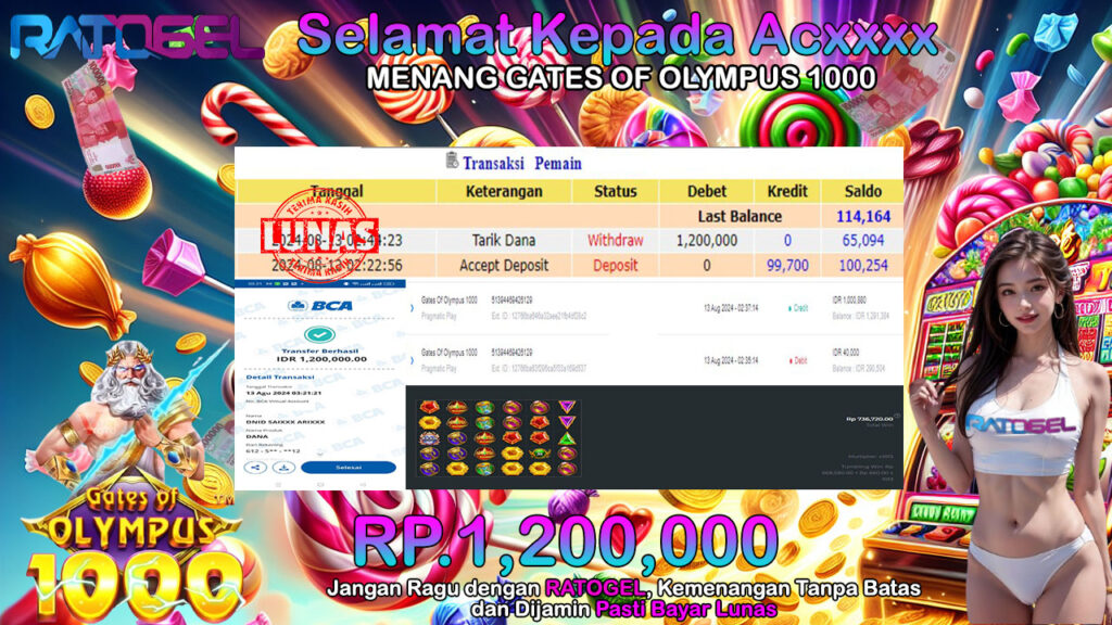 BUKTI JACKPOT SLOT GATES OF OLYMPUS 1000 TERPERCAYA DI INDONESIA TGL 13-08-2024