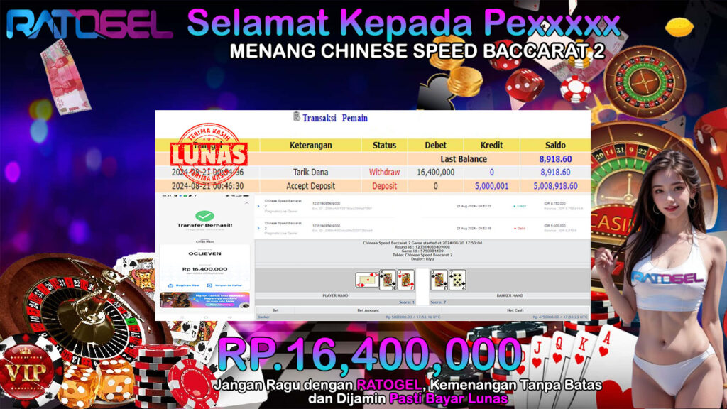 BUKTI JACKPOT CHINESE SPEED BACCARAT 2 TERPERCAYA DI INDONESIA TGL 21-08-2024