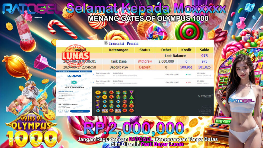 BUKTI JACKPOT SLOT GATES OF OLYMPUS 1000 TERPERCAYA DI INDONESIA TGL 18-08-2024