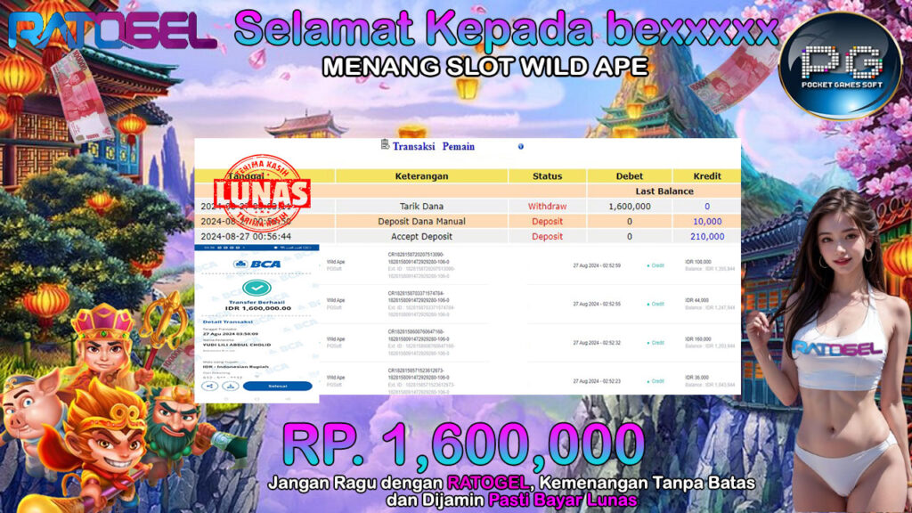 BUKTI JACKPOT SLOT WILD APE TERPERCAYA DI INDONESIA TGL 27-08-2024