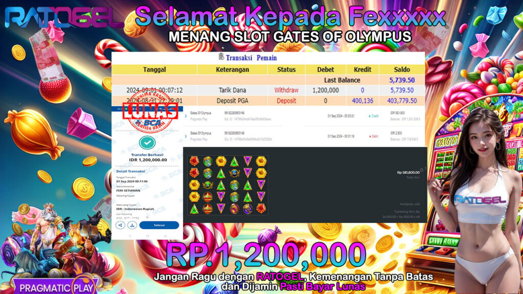 BUKTI JACKPOT SLOT GATES OF OLYMPUS  TERPERCAYA DI INDONESIA TGL 01-09-2024