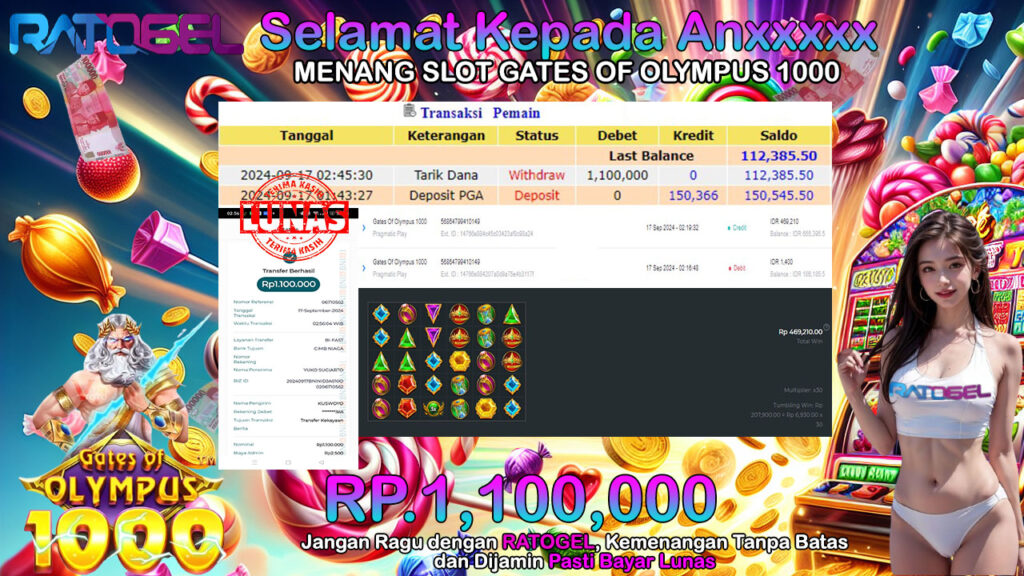 BUKTI JACKPOT SLOT GATES OF OLIMPUS 1000 TERPERCAYA DI INDONESIA TGL 17-09-2024