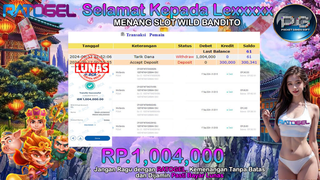 BUKTI JACKPOT SLOT WILD BANDITO  TERPERCAYA DI INDONESIA TGL 17-09-2024