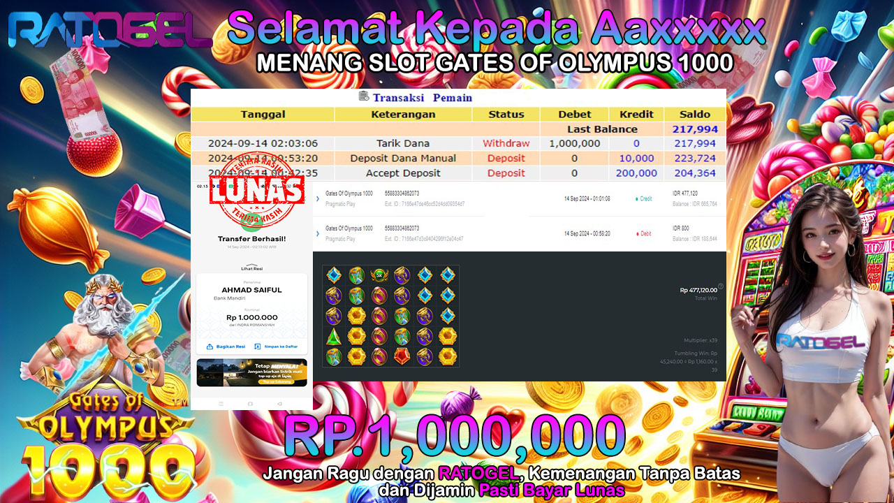 BUKTI JACKPOT SLOT GATES OF OLYMPUS 1000 TERPERCAYA DI INDONESIA TGL 14-09-2024