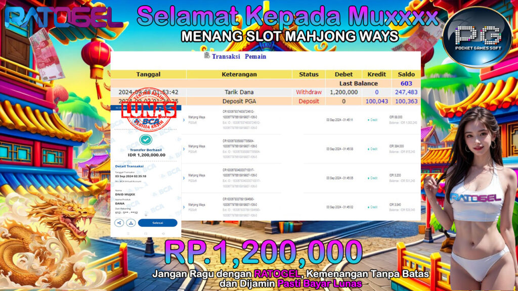 BUKTI JACKPOT SLOT MAHJONG WAYS  TERPERCAYA DI INDONESIA TGL 03-09-2024