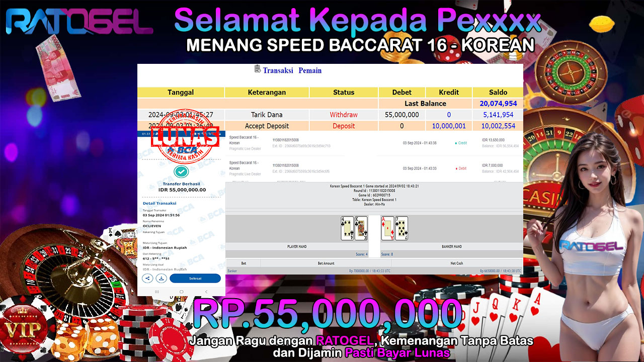 BUKTI JACKPOT SPEED BACCARAT 16 – KOREAN TERPERCAYA DI INDONESIA TGL 03-09-2024