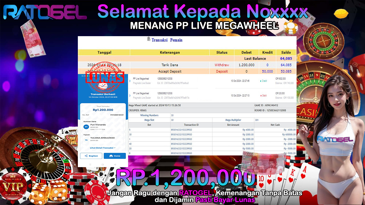 BUKTI JACKPOT PP LIVE MEGAWHEEL TERPERCAYA DI INDONESIA TGL 14-10-2024