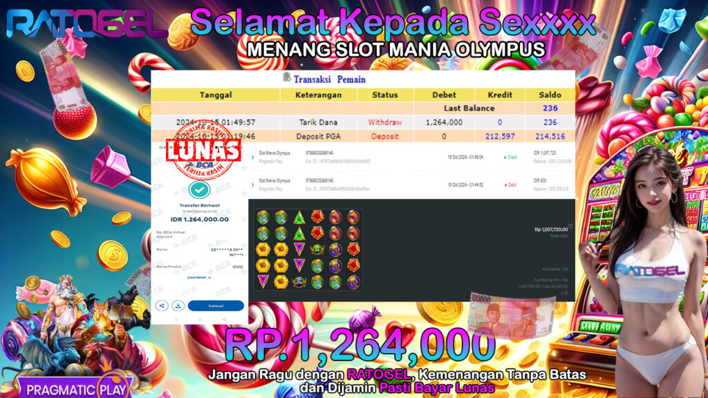 BUKTI JACKPOT SLOT MANIA OLYMPUS TERPERCAYA DI INDONESIA TGL 15-10-2024