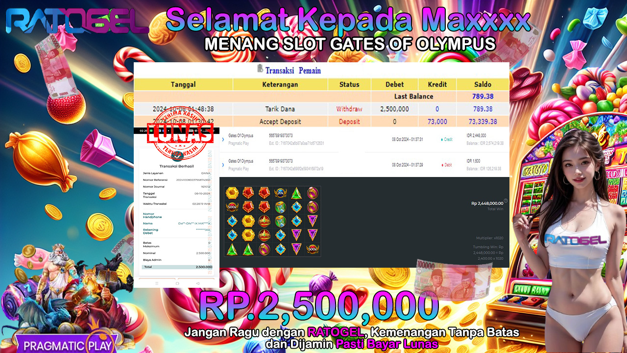 BUKTI JACKPOT SLOT GATES OF OLYMPUS TERPERCAYA DI INDONESIA TGL 08-10-2024