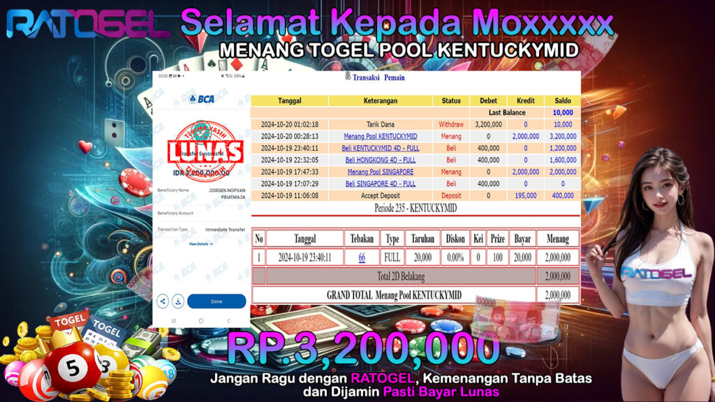 BUKTI JACKPOT TOGEL POOL KENTUCKYMID TERPERCAYA DI INDONESIA TGL 20-10-2024